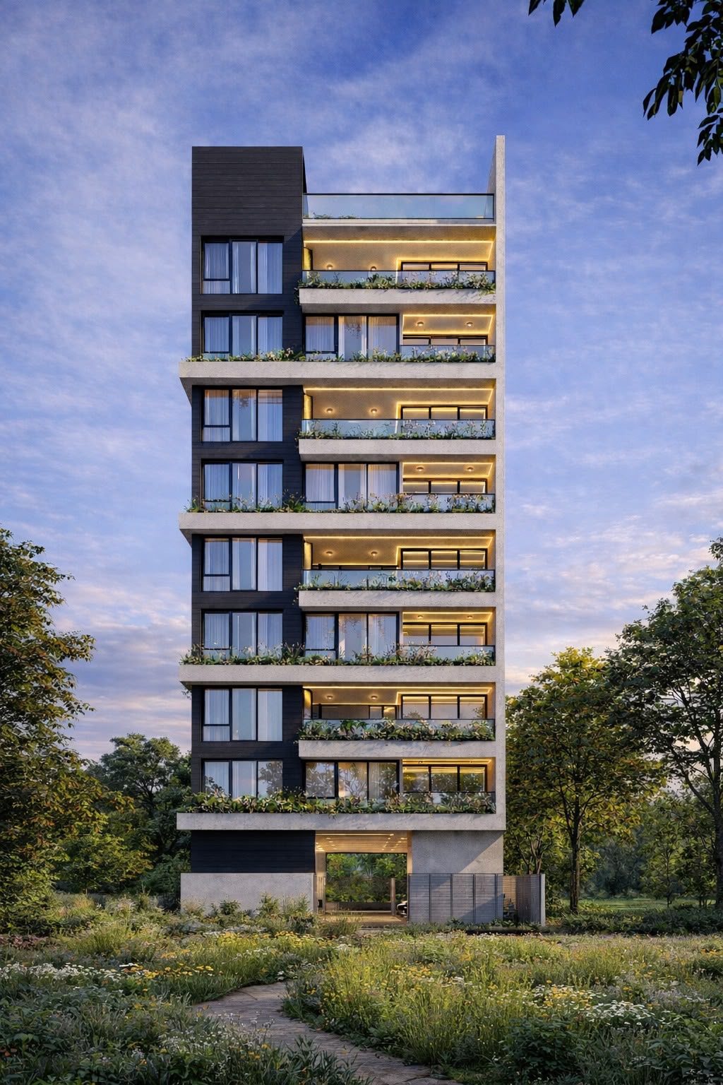 High-floor luxury penthouse with double-height ceiling and floor-to-ceiling windows